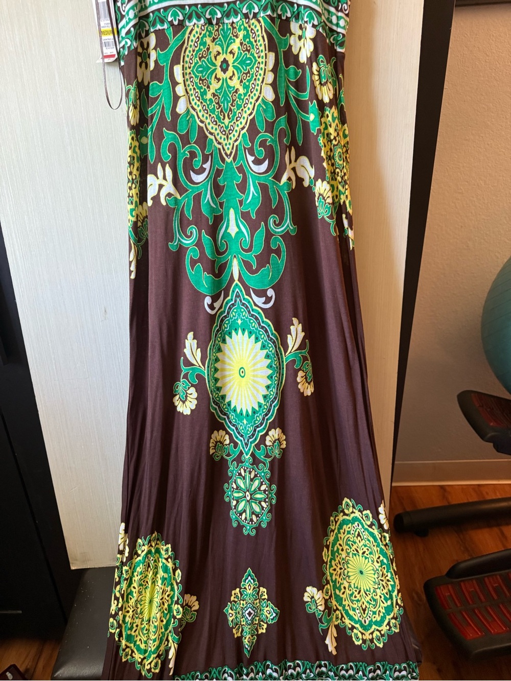 Inc Brown Floral Print Maxi Dress with Green Accents - Picture 6 of 8